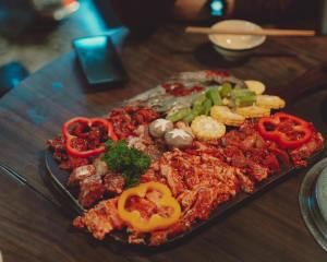 a-colorful-close-up-of-a-meat-and a-colorful-close-up-of-a-meat-and